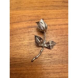 Vintage Silvertone Giovanni Flower Brooch Pin Signed MCM Excellent Large Rose